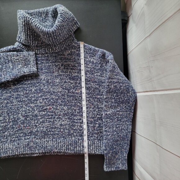 Lou & Grey LOFT Chunky Cowl Neck Knit Sweater, Women’s L, Blue, EUC - Picture 6 of 6